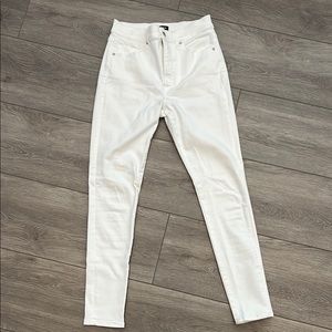 Express White Skinny Jeans with Textured Design